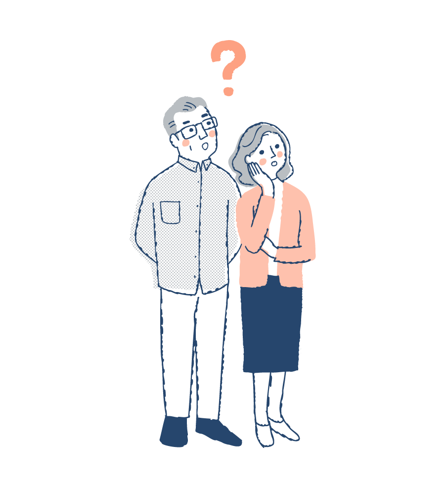 悩むシニア夫婦のイラスト